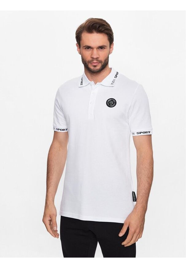 Plein Sport Polo Tiger SACC MTK6047 STE003N Biały Regular Fit. Typ kołnierza: polo. Kolor: biały. Materiał: bawełna. Styl: sportowy