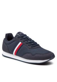 TOMMY HILFIGER - Tommy Hilfiger Sneakersy Lo Runner Mix FM0FM04958 Granatowy. Kolor: niebieski #4