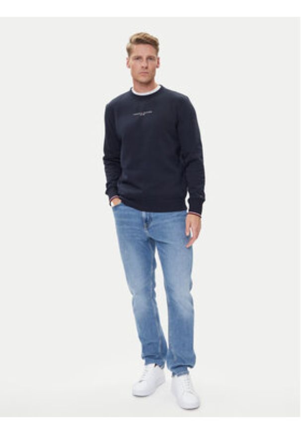TOMMY HILFIGER - Tommy Hilfiger Bluza Small Logo MW0MW37471 Granatowy Regular Fit. Kolor: niebieski. Materiał: bawełna