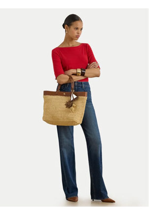 Lauren Ralph Lauren - LAUREN RALPH LAUREN Bluzka 200654963200 Czerwony Slim Fit. Kolor: czerwony. Materiał: bawełna