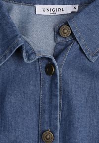 Renee - Niebieska Koszula z Bawełny Ściągana w Talii Troczkami Hettia. Kolor: niebieski. Materiał: bawełna. Styl: elegancki #2