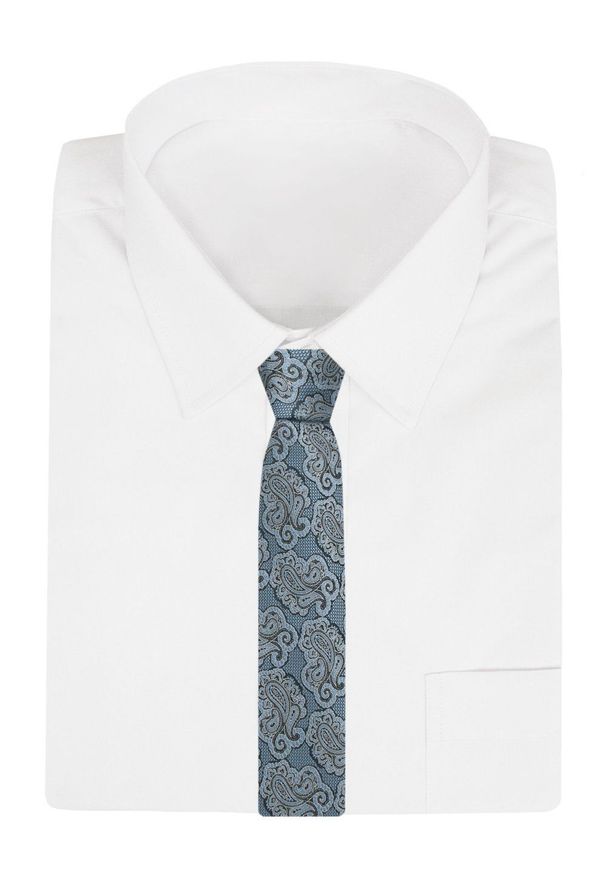 Krawat Męski - Angelo di Monti - Niebieski z Dużym Wzorem. Kolor: niebieski. Materiał: tkanina. Styl: elegancki, wizytowy