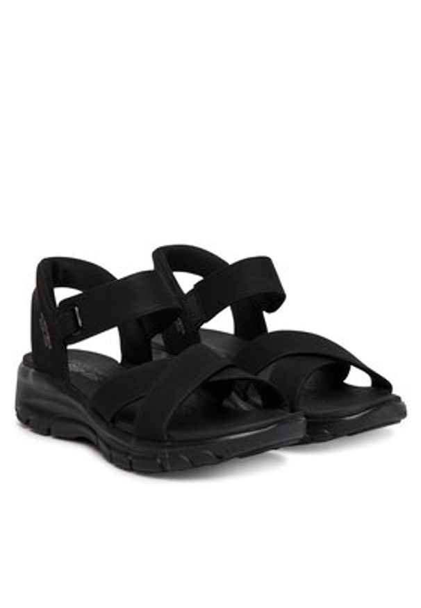 skechers - Skechers Sandały 163534/BBK Czarny. Kolor: czarny. Materiał: skóra