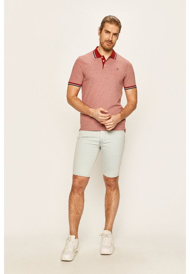 Premium by Jack&Jones - Polo. Okazja: na co dzień. Typ kołnierza: polo. Kolor: czerwony. Materiał: dzianina. Długość: krótkie. Styl: casual