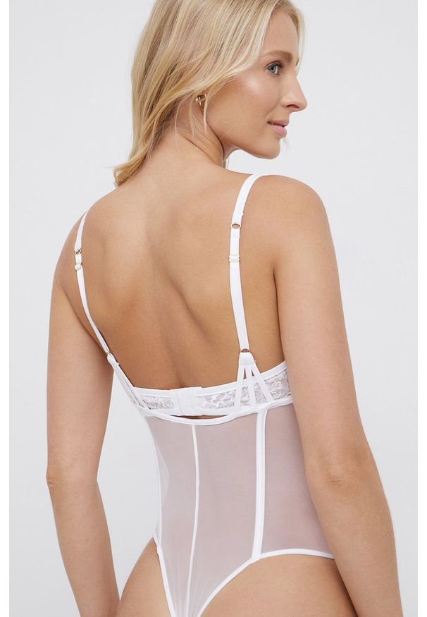 Guess Body kolor biały transparentne gładki. Kolor: biały. Materiał: materiał. Wzór: gładki