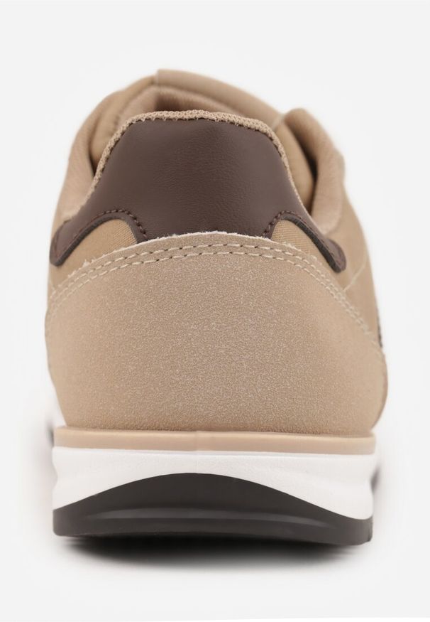 Renee - Beżowo-Brązowe Sneakersy Ozdobione Dwoma Paskami Lannatea. Okazja: na co dzień. Zapięcie: pasek. Kolor: beżowy. Wzór: aplikacja