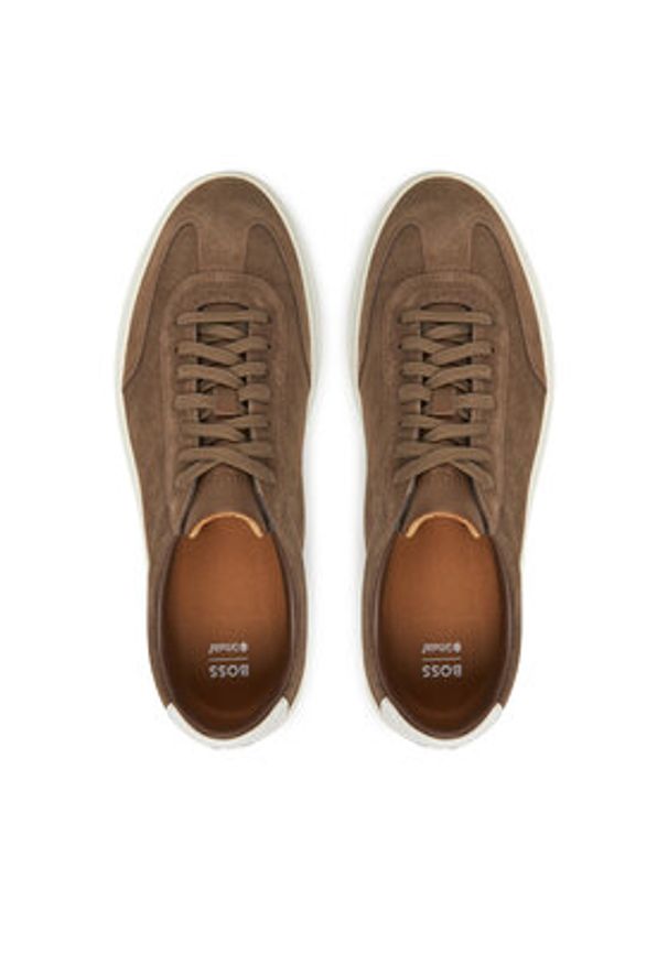 BOSS Sneakersy Kieran 50548715 Brązowy. Kolor: brązowy. Materiał: skóra