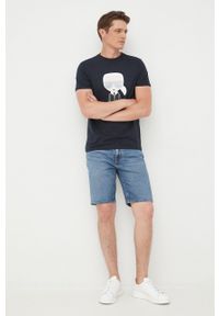 Karl Lagerfeld t-shirt bawełniany 500251.755071 kolor granatowy z nadrukiem. Kolor: niebieski. Materiał: bawełna. Wzór: nadruk #6