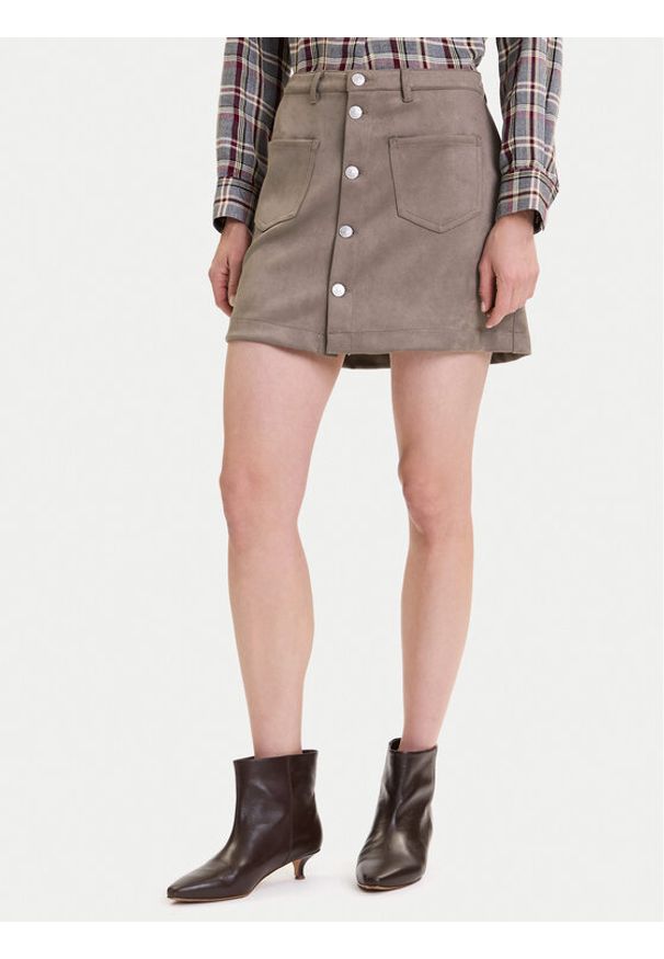 only - ONLY Spódnica z imitacji skóry Amazing 15351289 Beżowy Slim Fit. Kolor: beżowy. Materiał: syntetyk