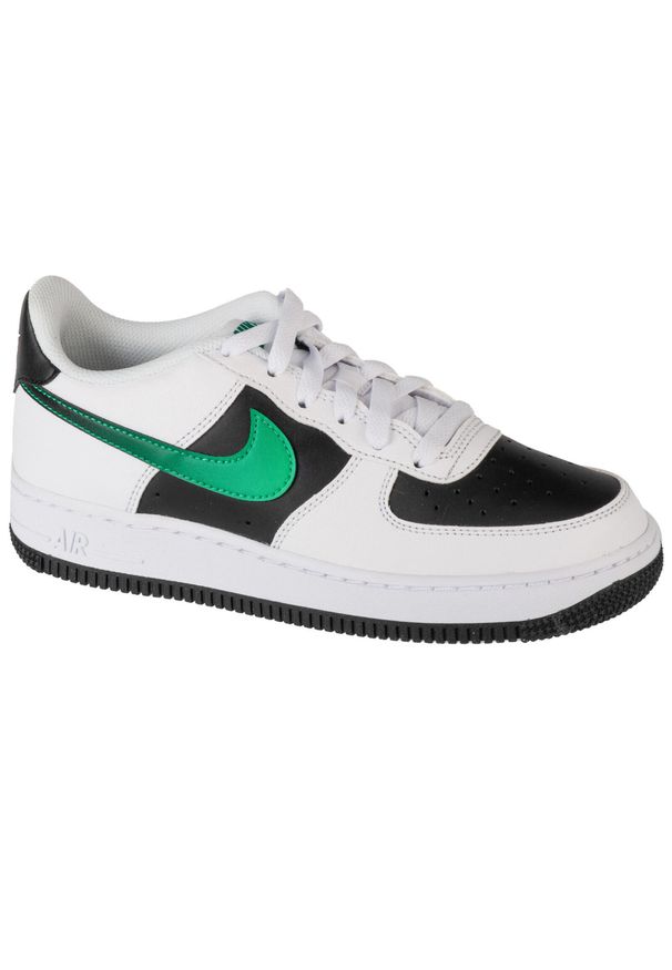 Nike - Buty sportowe Sneakersy chłopięce, Air Force 1 LV8 2 GS. Kolor: czarny. Materiał: guma, tkanina, materiał, skóra, syntetyk. Model: Nike Air Force. Sport: turystyka piesza