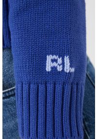 Polo Ralph Lauren sweter z domieszką wełny 211856729001 damski ciepły. Typ kołnierza: polo. Kolor: niebieski. Materiał: wełna #2