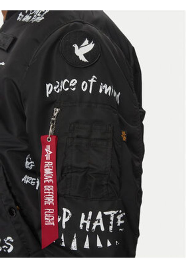 Alpha Industries Kurtka bomber MA-1 Peace 156136 Czarny Regular Fit. Kolor: czarny. Materiał: syntetyk