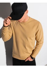 Ombre Clothing - Bluza męska bez kaptura B1153 - żółta - XXL. Typ kołnierza: bez kaptura. Kolor: żółty. Materiał: poliester, jeans, bawełna. Styl: klasyczny, elegancki