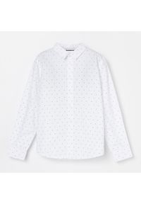 Reserved - Wzorzysta koszula z podwijanymi rękawami z patkami - Biały. Kolor: biały #1