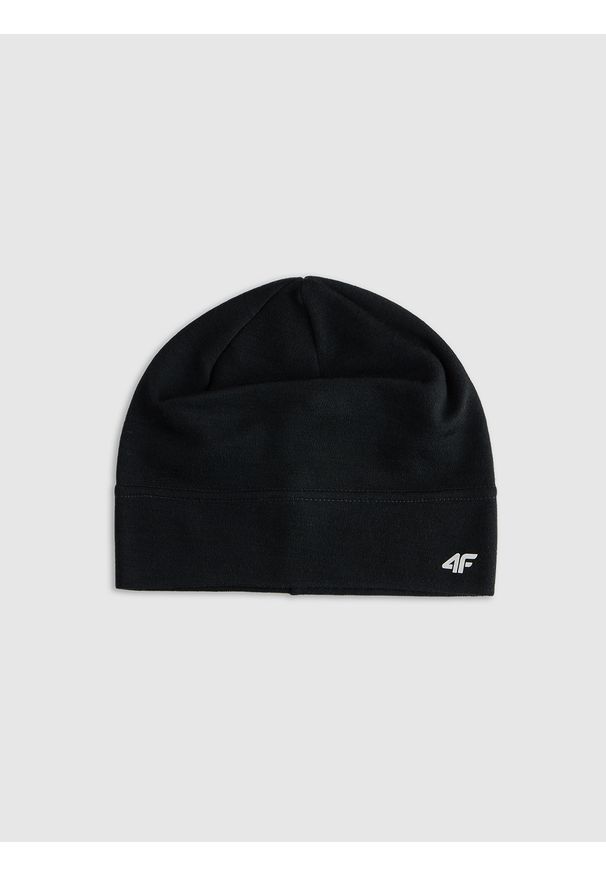 4f - 4F Czapka z wełny merino uniseks - czarna S/M. Kolor: czarny. Materiał: wełna. Sezon: zima. Styl: klasyczny, sportowy