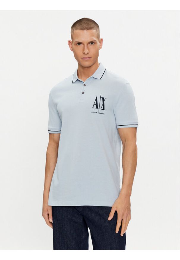 Armani Exchange Polo 8NZFPA Z8M5Z 15DB Błękitny Regular Fit. Typ kołnierza: polo. Kolor: niebieski. Materiał: bawełna