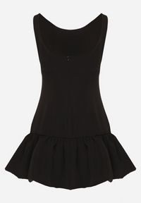 Born2be - Czarny Taliowany Kombinezon z Falbanką Novenira. Kolor: czarny. Styl: elegancki, klasyczny #6