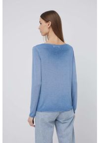 Frieda & Freddies sweter damski lekki. Kolor: niebieski. Materiał: materiał, dzianina. Długość rękawa: długi rękaw. Długość: długie