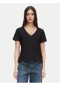 TOMMY HILFIGER - Tommy Hilfiger T-Shirt WW0WW48704 Czarny Regular Fit. Kolor: czarny. Materiał: bawełna, len #1