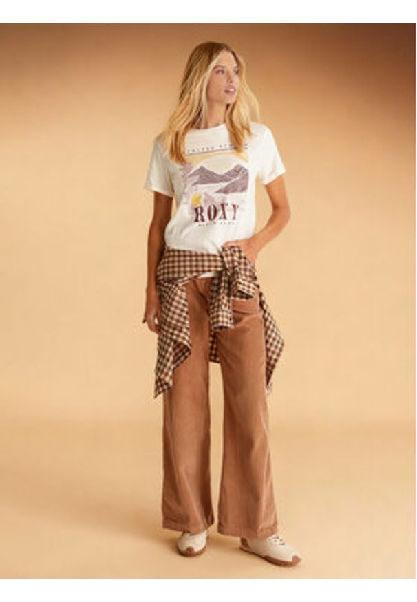 Roxy Spodnie materiałowe ERJNP03678 Brązowy Regular Fit. Kolor: brązowy. Materiał: bawełna