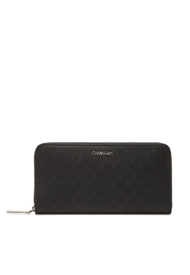 Calvin Klein Duży Portfel Damski Ck Must Aop Large Zip Around LV04F1073G Czarny. Kolor: czarny. Materiał: skóra