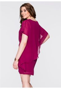 Sukienka z tkaniny bonprix magenta. Kolor: fioletowy. Materiał: materiał, tkanina, poliester. Typ sukienki: asymetryczne #2