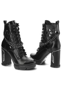 Czarne Botki Carinii Eleganckie Skórzane Buty Damskie. Kolor: czarny. Materiał: skóra. Szerokość cholewki: normalna. Obcas: na słupku. Styl: elegancki #6
