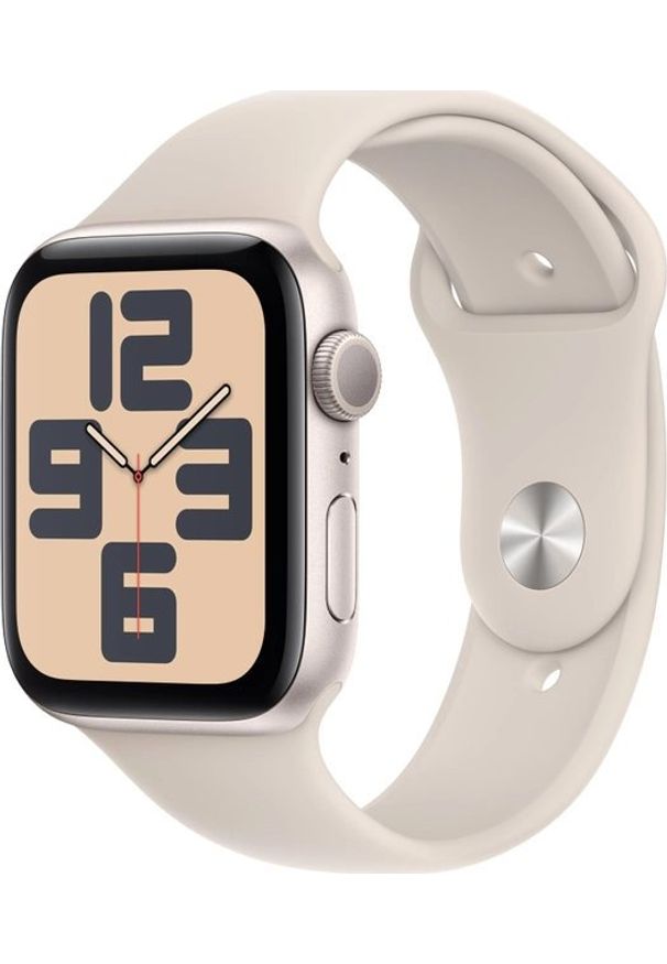 APPLE - Smartwatch Apple Watch SE 2023 GPS 44mm Starlight Alu Sport M/L Beżowy (MRE53QI/A). Rodzaj zegarka: smartwatch. Kolor: beżowy. Styl: sportowy