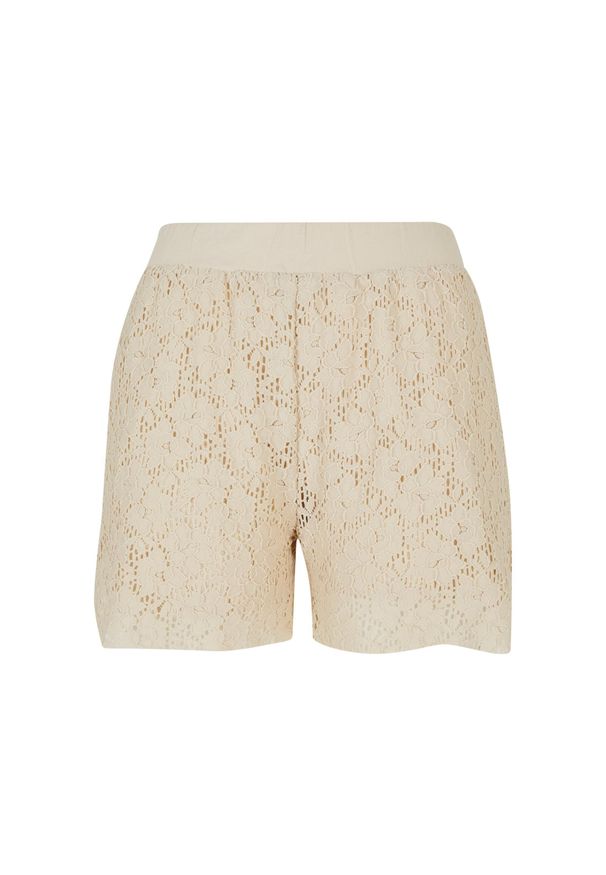 Szorty damskie z koronki Urban Classics. Kolor: beżowy. Materiał: koronka. Długość: krótkie. Wzór: koronka