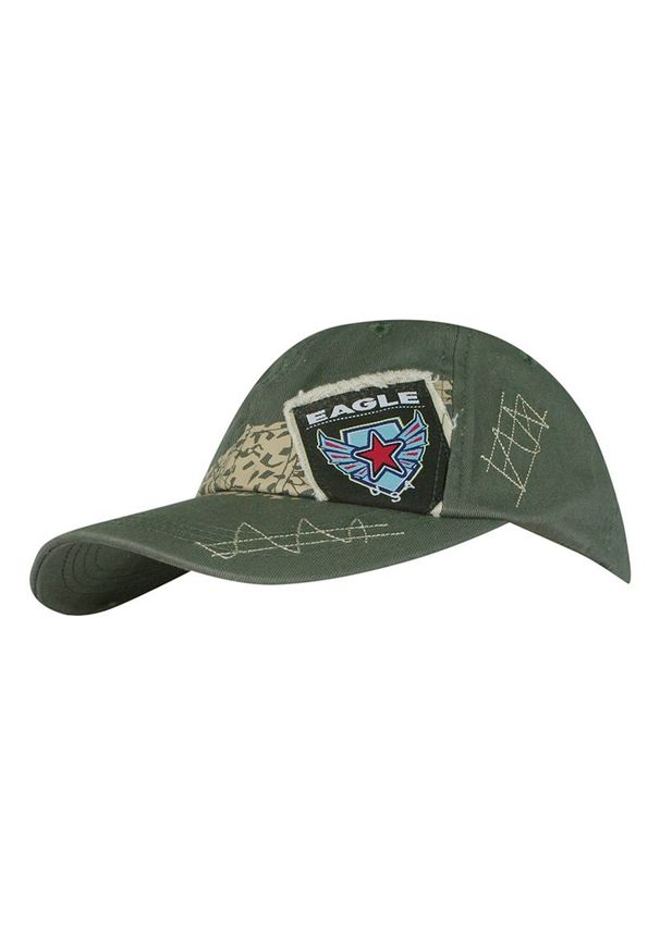 Jarek - Czapka z Daszkiem, Oliwkowa z Naszywkami, Letnia Bejsbolówka, Przewiewna, Sportowa, Męska -JAREK. Kolor: oliwkowy. Materiał: bawełna. Wzór: aplikacja. Sezon: lato. Styl: sportowy