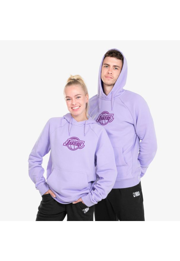 TARMAK - Bluza do koszykówki dla mężczyzn i kobiet Tarmak NBA 900 Los Angeles Lakers. Kolor: fioletowy, wielokolorowy. Materiał: materiał, tkanina. Sport: koszykówka