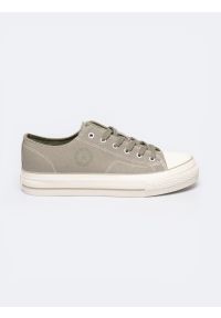 Big-Star - Trampki męskie niskie khaki RR174325 301. Kolor: zielony. Materiał: jeans, materiał. Sezon: wiosna. Styl: elegancki