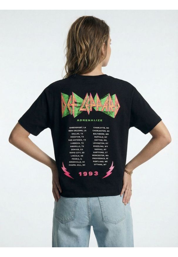 Sinsay - Bawełniana koszulka z nadrukiem Def Leppard - czarny. Kolor: czarny. Materiał: bawełna. Wzór: nadruk