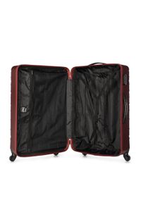 Wittchen - Duża walizka z ABS-u w ukośną kratkę bordowa. Kolor: czerwony. Materiał: guma. Wzór: kratka #8