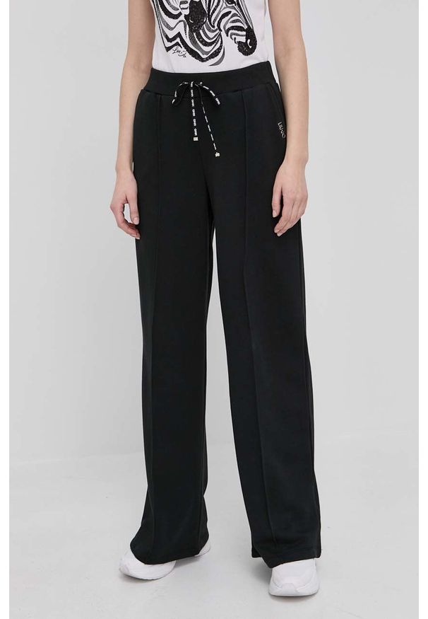 Liu Jo spodnie TA2172.F0870 damskie kolor czarny gładkie. Kolor: czarny. Materiał: dzianina. Wzór: gładki