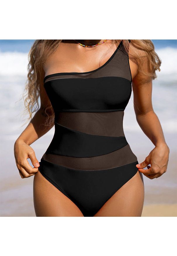 Intica - Strój kąpielowy jednoczęściowy asymetryczny szybkoschnący Lalla. Kolor: czarny. Materiał: materiał