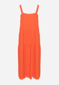 Born2be - Pomarańczowa Sukienka o Rozkloszowanym Kroju z Wiązaniem z Tyłu Savinelle. Okazja: na co dzień, na imprezę. Kolor: pomarańczowy. Styl: elegancki, casual #7