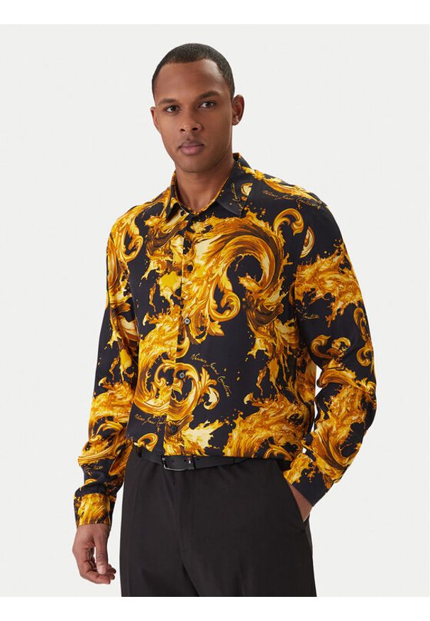 Versace Jeans Couture Koszula 80GAL2R0 NS757 Czarny Regular Fit. Kolor: czarny. Materiał: wiskoza