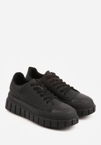 Born2be - Czarne Sneakersy VICES na Grubej Tłoczonej Podeszwie z Perforacją Diomerine. Okazja: na co dzień. Kolor: czarny. Materiał: dzianina, dresówka #4