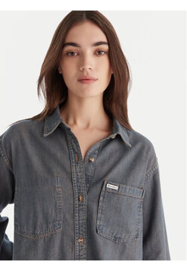 Guess Jeans Koszula jeansowa W5BH0D D5M8E Niebieski Relaxed Fit. Kolor: niebieski. Materiał: bawełna