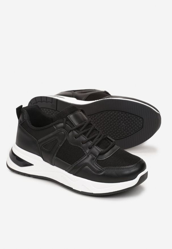 Born2be - Czarne Sneakersy na Płaskiej Podeszwie z Ozdobnymi Przeszyciami Ysabella. Kolor: czarny. Obcas: na płaskiej podeszwie