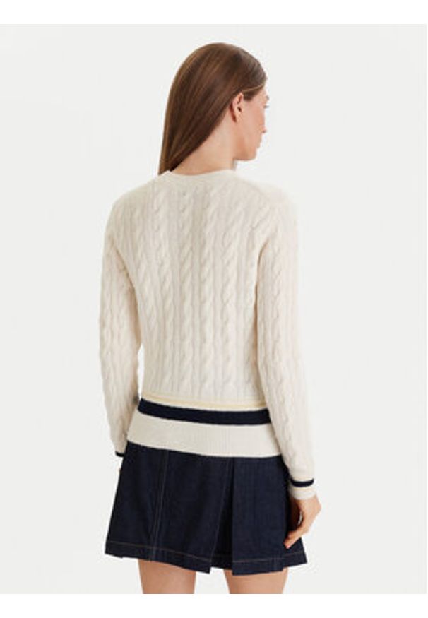 Lacoste Sweter AF4159 Écru Regular Fit. Materiał: wełna