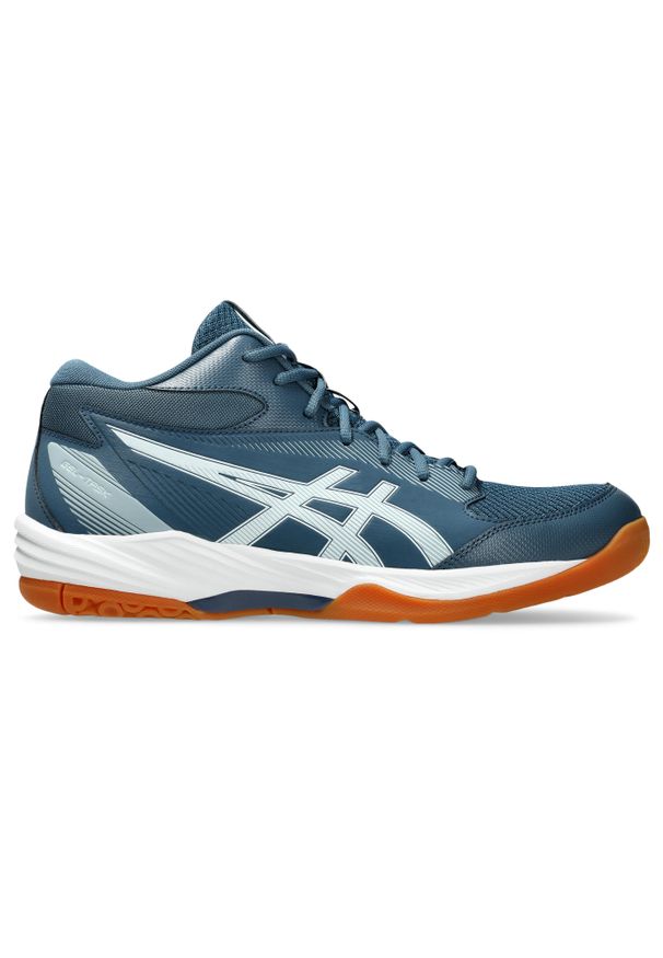 Buty siatkarskie męskie Asics Gel-task Mt 4. Kolor: biały, niebieski, wielokolorowy. Materiał: materiał, syntetyk. Szerokość cholewki: normalna. Sport: siatkówka