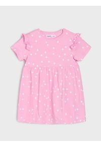 Sinsay - Bawełniana sukienka babydoll w kropki - różowy. Kolor: różowy. Materiał: bawełna. Wzór: kropki #1