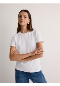 Reserved - Bawełniany t-shirt - biały. Kolor: biały. Materiał: bawełna