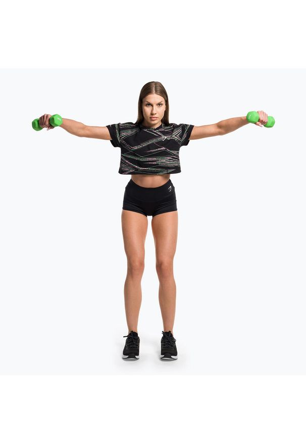 GYMSHARK - Top treningowy damski Gymshark Zone Graphic Crop. Kolor: czarny. Sport: fitness