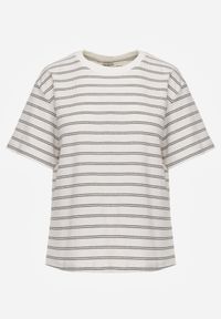 Born2be - Biało-Czarny Bawełniany T-shirt w Poziome Paski Rive. Okazja: do pracy, na co dzień. Kolor: czarny. Materiał: bawełna. Długość: krótkie. Wzór: paski. Styl: klasyczny, casual #4