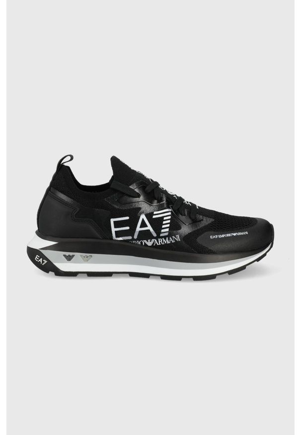 EA7 Emporio Armani sneakersy kolor czarny. Nosek buta: okrągły. Zapięcie: sznurówki. Kolor: czarny. Materiał: guma