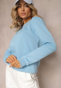 Renee - Niebieska Bluza Diyo. Kolor: niebieski. Materiał: jeans, polar, materiał. Długość rękawa: długi rękaw. Długość: długie. Wzór: jednolity, prążki. Sezon: jesień, zima. Styl: klasyczny #5
