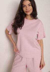 Born2be - Różowy Klasyczny T-shirt z Bawełny o Prostym Kroju Phemeni. Okazja: na co dzień. Kolor: różowy. Materiał: bawełna. Styl: klasyczny #1